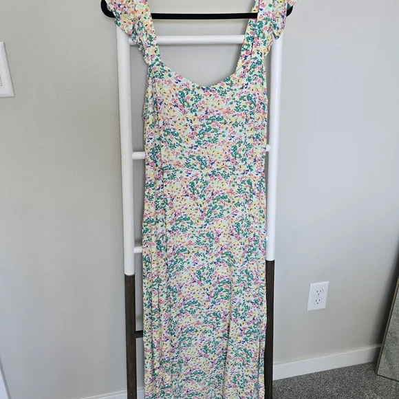 LOFT Multicolor Confetti Midi Dress Size 12 Casual Feminine Boho Spring Summer - Picture 2 of 7